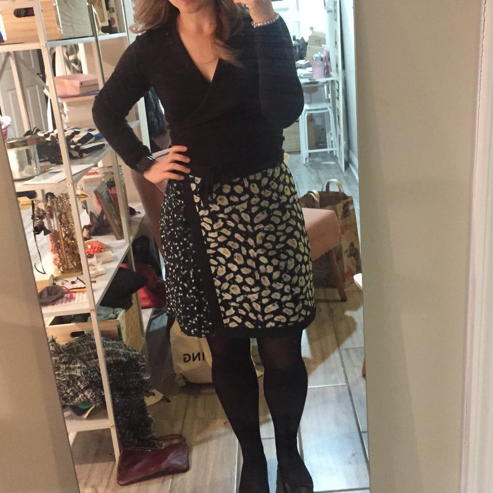 J. Crew Factory Mixed Print Faux Wrap Skirt